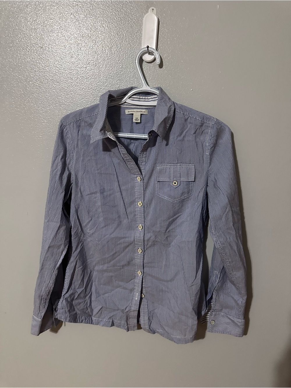Banana Republic Blue Micro-Stripe Women's Button-Up Blouse
